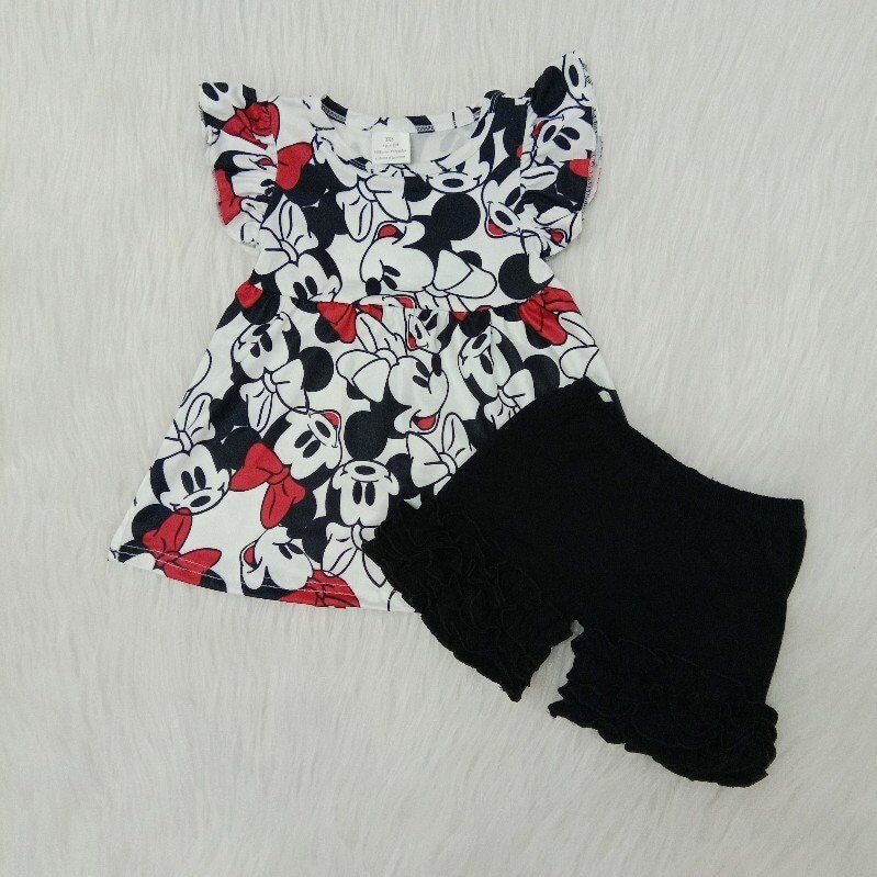 summer short black cartoon Boutique set