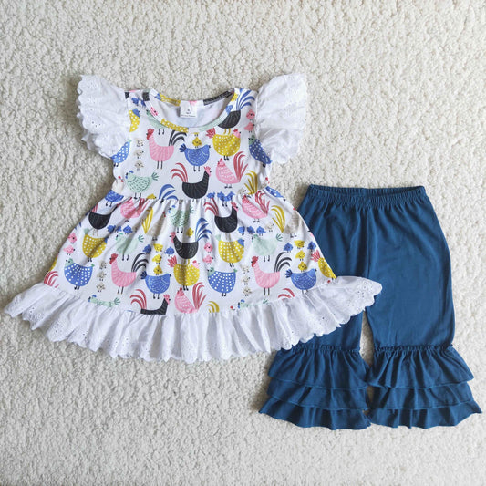 Chicken Lace Ruffle Girls Outfits