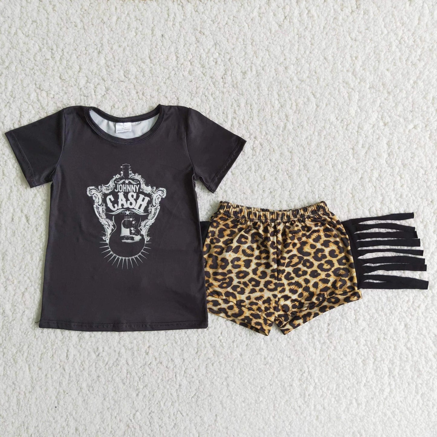 Black Leopard Tassel Girls Outfits