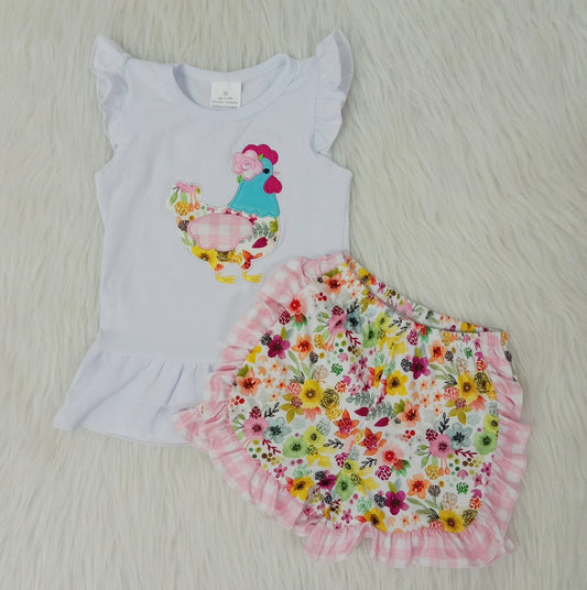 Embroidery chicken summer set