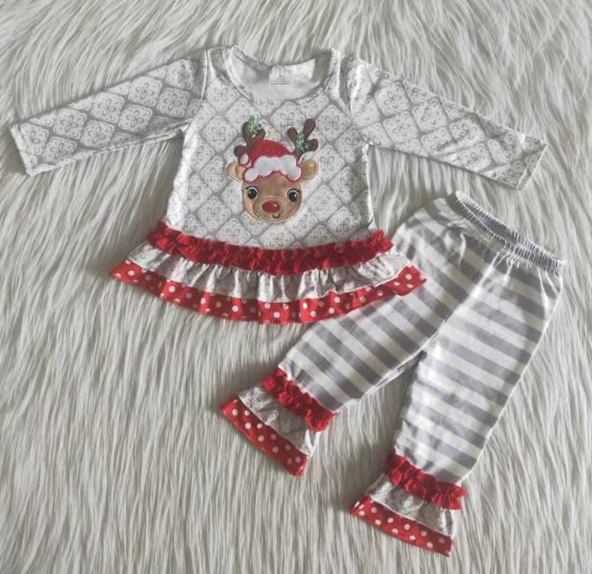 Promotional  Embroidered elk girls Set