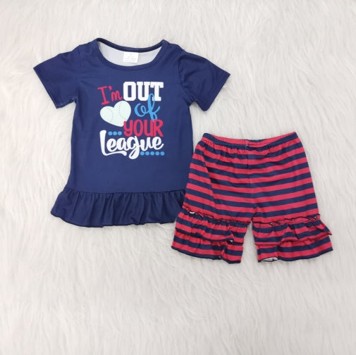 Blue baseball summer girl set