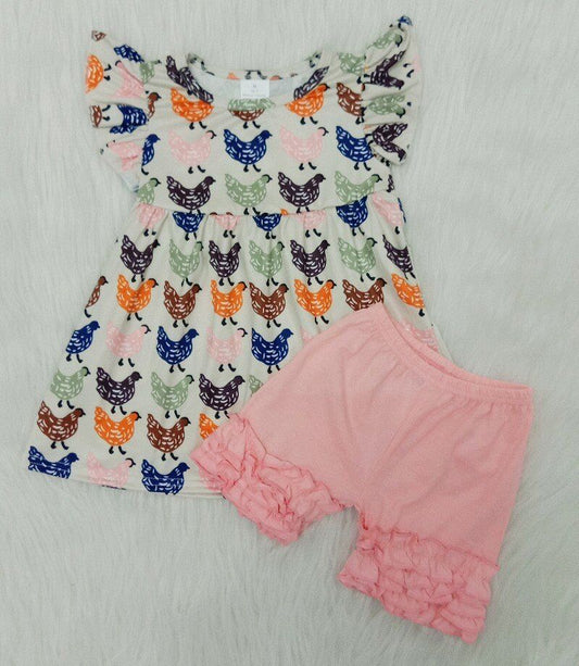 summer Pink chicken Boutique set