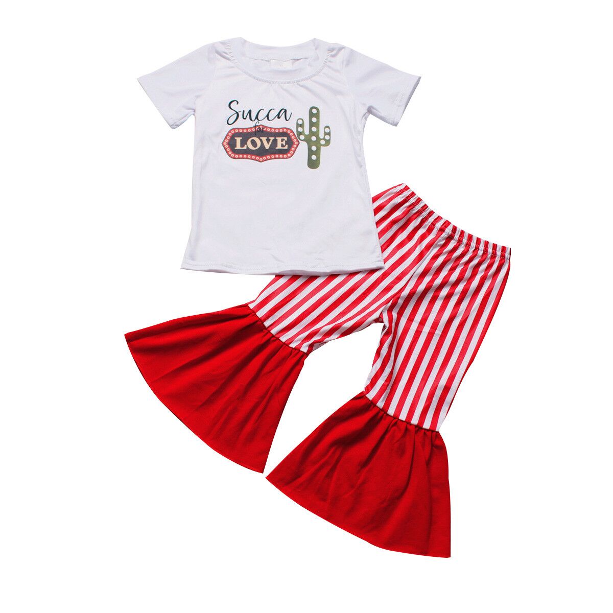 Cactus red stripes Boutique girl outfits