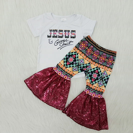 Jesus with Bottom sequins  girl outfits