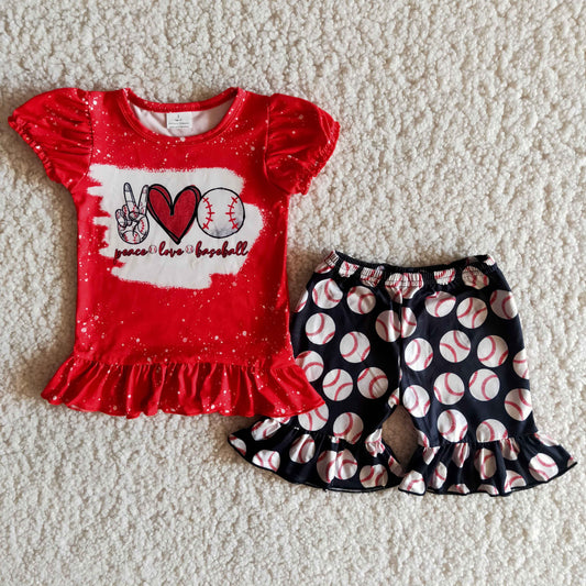 Peace love· Baseball summer girl set