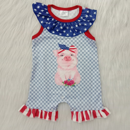 July of 4th pig baby romper