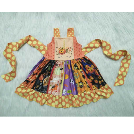 Halloween Unicorn Pumpkin Twirl Dress Dress