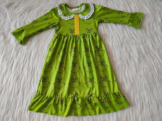 girls Christmas green  Boutique dress Pajamas