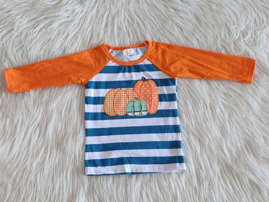 Halloween Girls boutique Pumpkin embroidery top