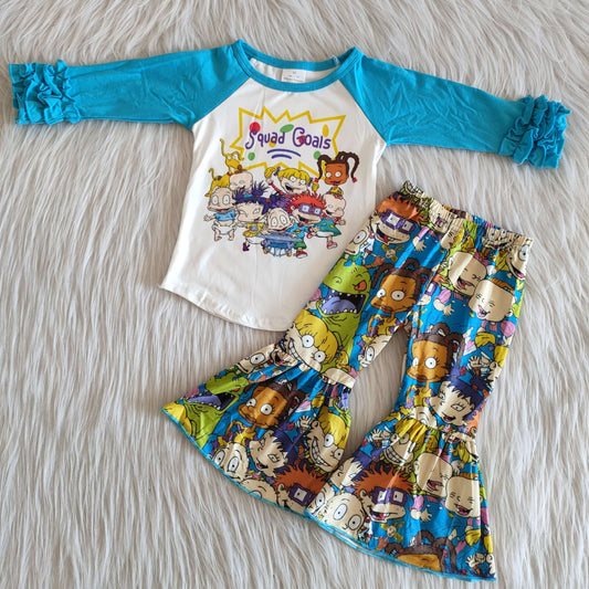 Boutique Cartoon blue girl suit