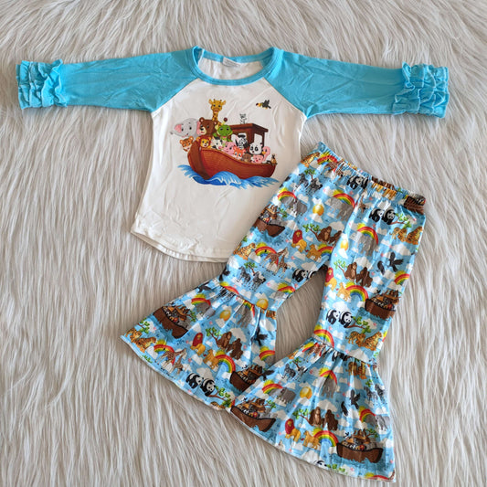 Boutique Cartoon blue girl outfits