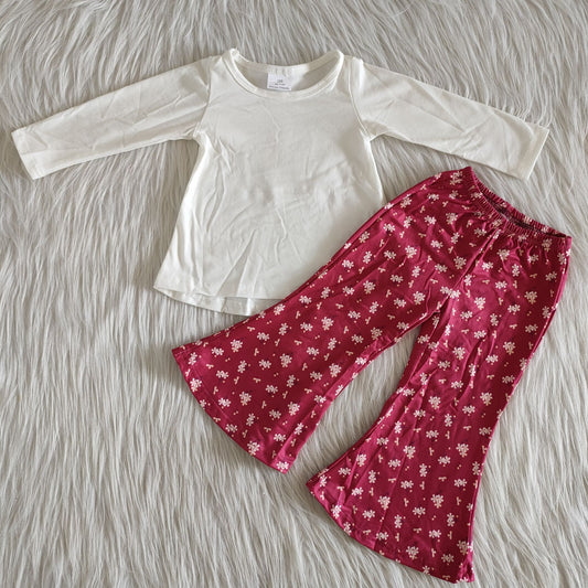 Fall White Flowers Girls Set