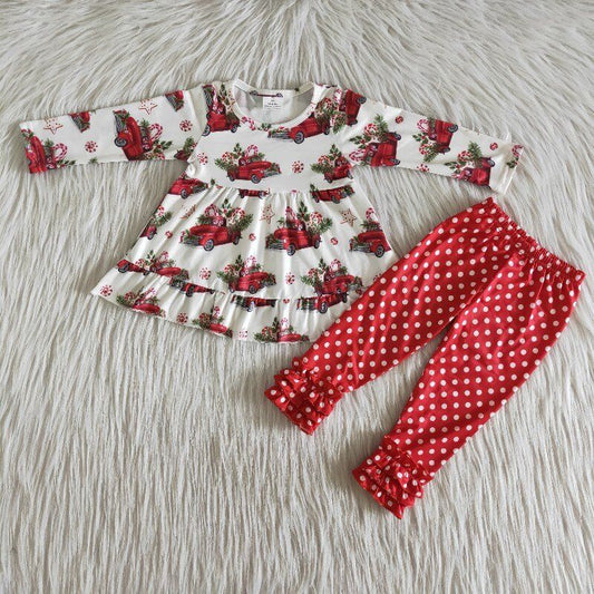Boutique Christmas tree car girls  set