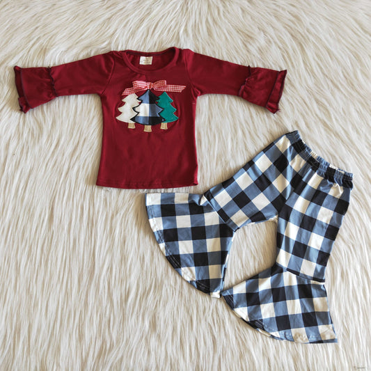 Embroidered Christmas Tree christmas girls set