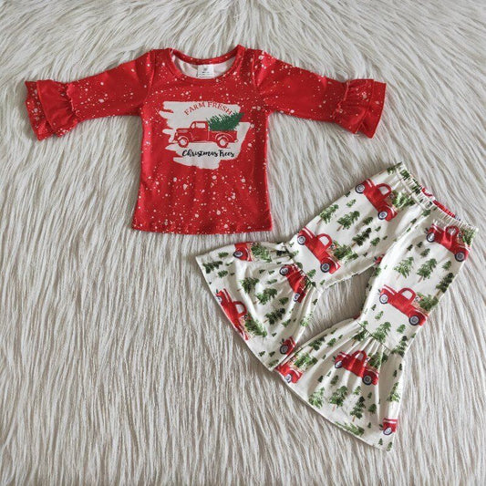 Red tree car Christmas girls  set