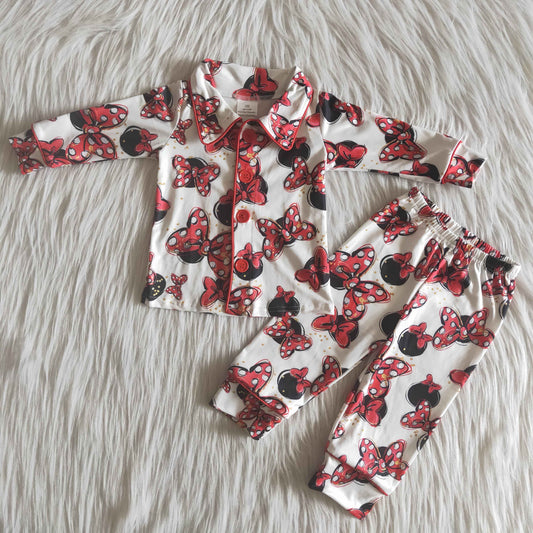 Balck Red Cartoon Girls Pajamas