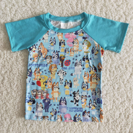 Blue cartoon boy shirt