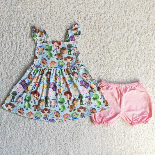 cartoon pink short summer set