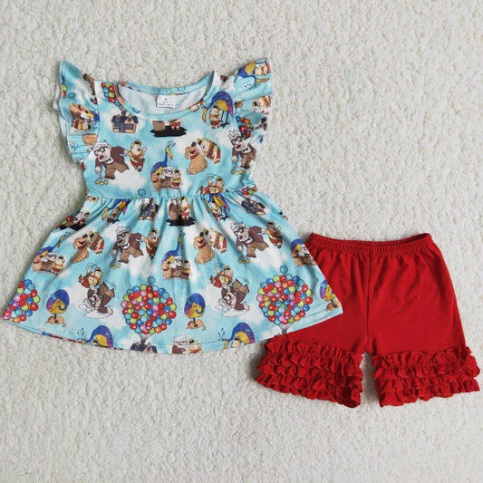 cartoon with red stuff short summer set