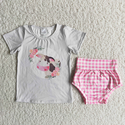 pink cow pumpkin pie girls set Bummies