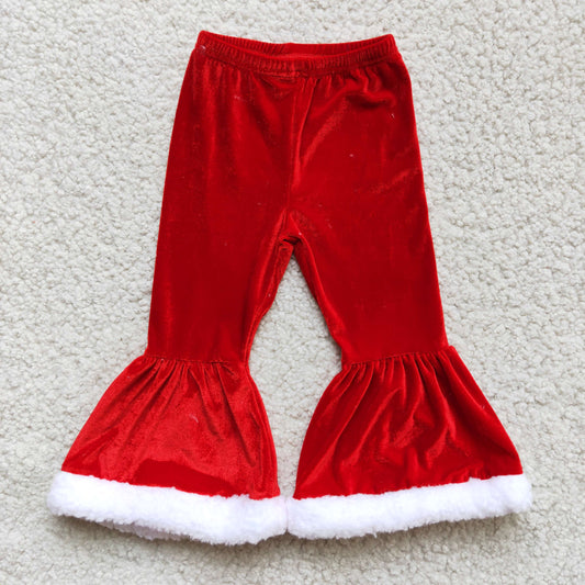 Christmas red Velvet bell pants