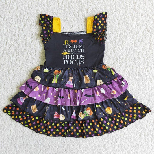 Halloween Purple Cartoon Ruffle Twirl Dress