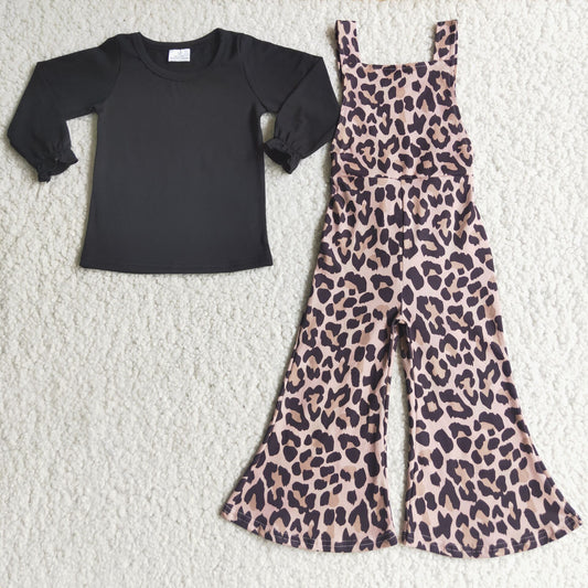 girls Leopard overall outfits