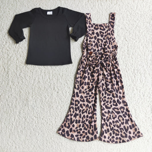 girls Leopard overall outfits