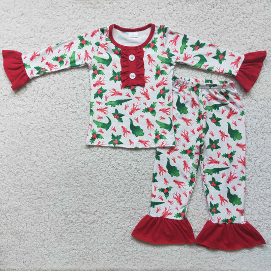 Christmas girl Crocodile Print pajamas