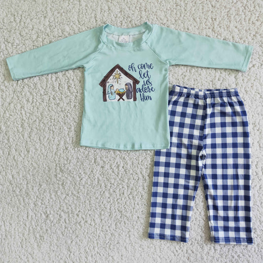 Blue Farm House Boy Set