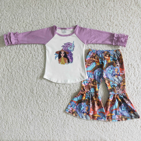 Purple cartoon Boutique girl outfits