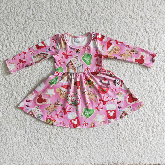 big skirt Santa pink christmas dress