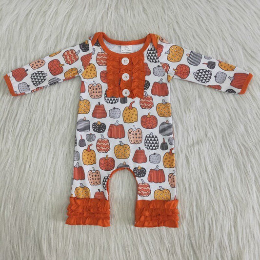 Halloween pumpkin girls romper