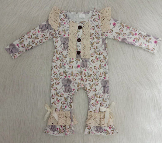 fall Elephant  girls romper