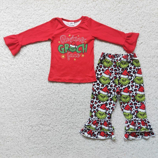 Leopard Christmas red girls outfits