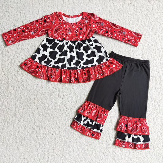 fall outfits Red cow  Leopard Print