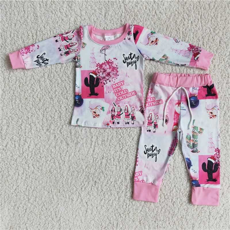 Christmas pink girls pajamas