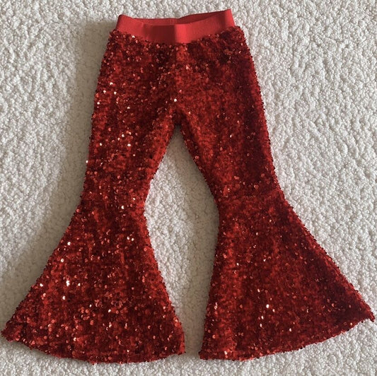 Sequined red bell pants