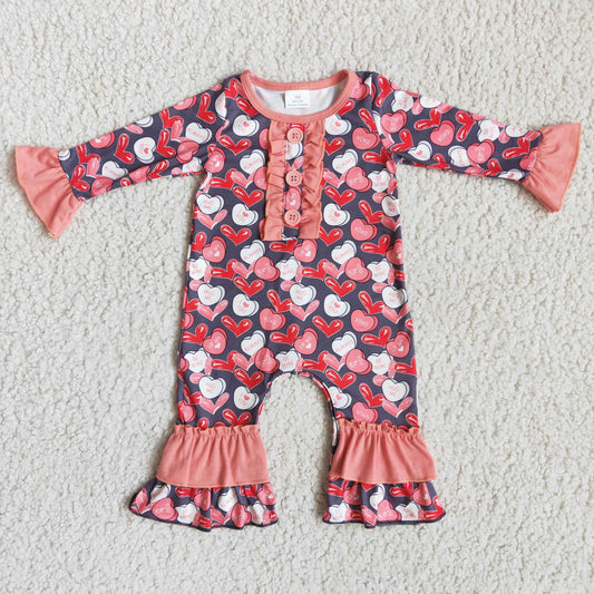 Valentine's Day pink love girls romper