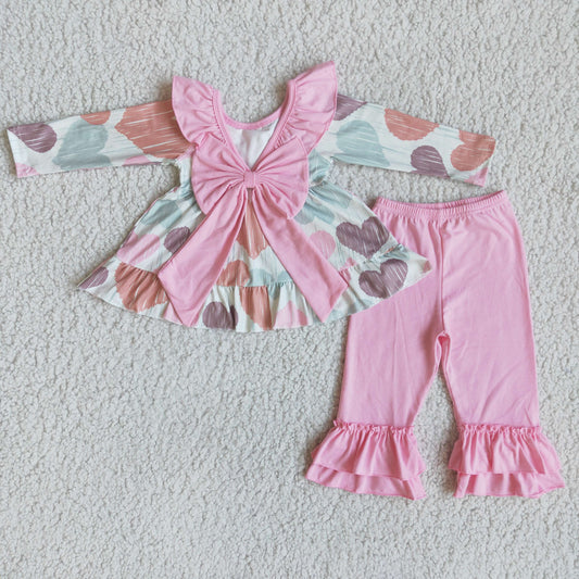 Valentine's Day pink with bow pants outfits