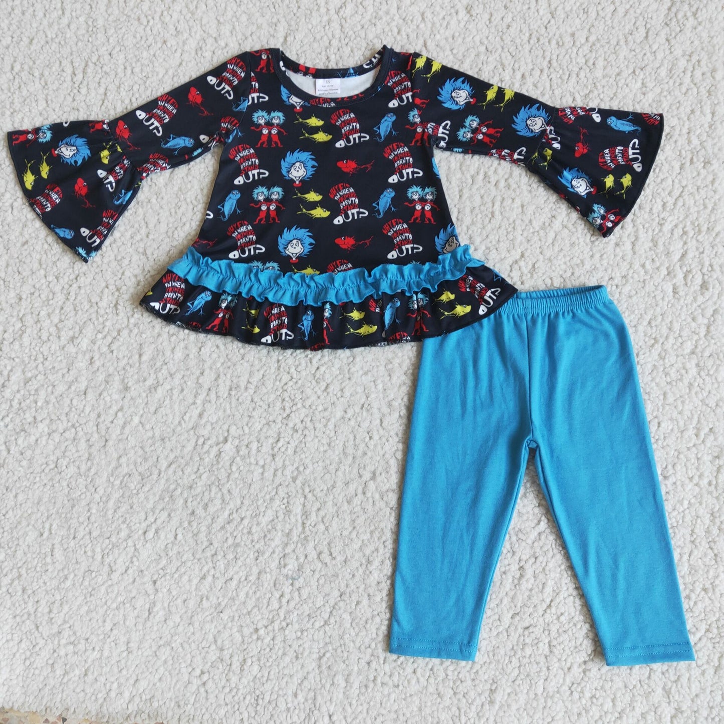 Cartoon blue Boutique girl outfits