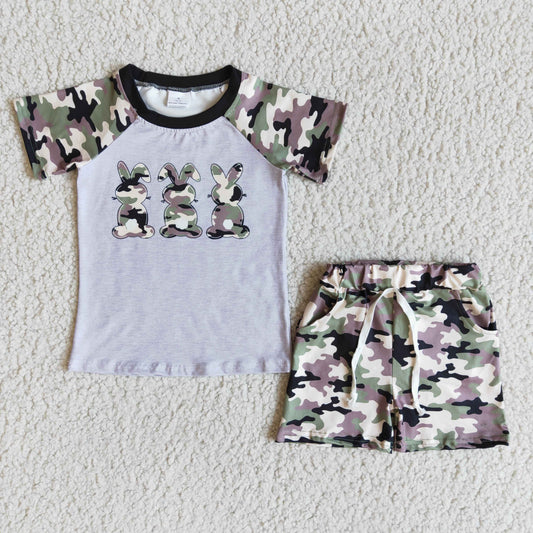 Easter bunny camo short sleeve T-shirt shorts Set