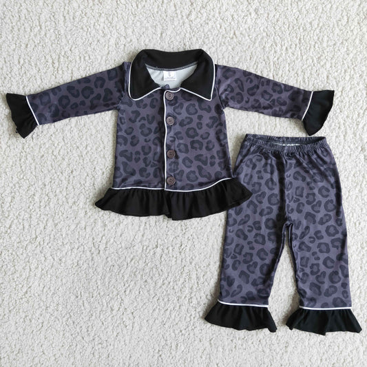 Balck Leopard Girls Pajamas