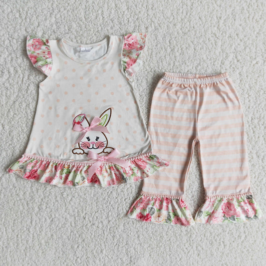 Easter embroidery bunny girls set