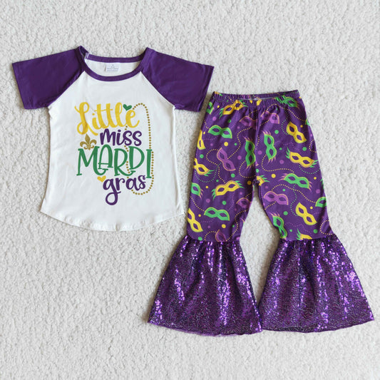 Little Miss Mardi Gras Sequins Bell bottom Sequins