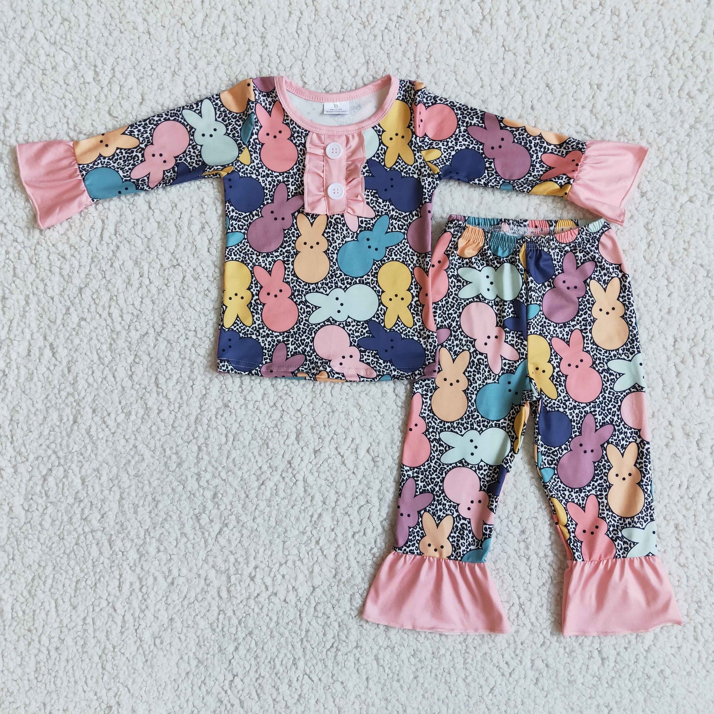 Easter Rabbit girl rufffle pajamas outfit