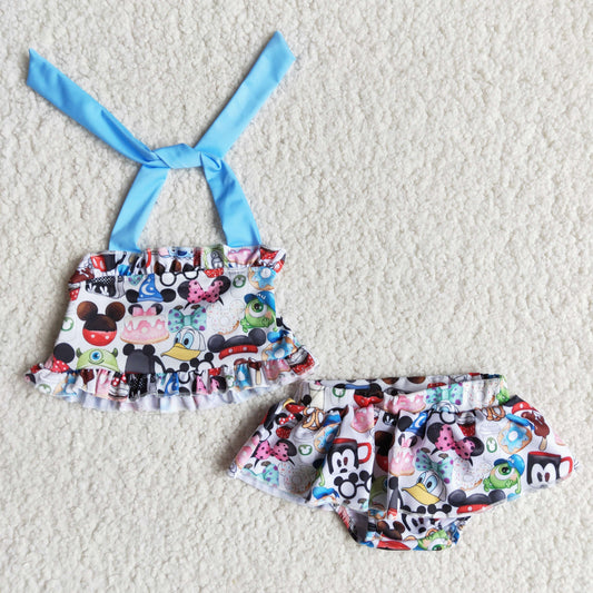 Cartoon blue girls summer Swimsuit