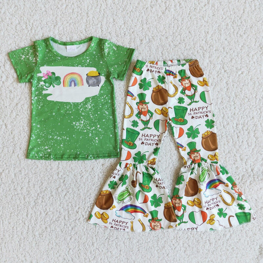 St.Patrick Green T-shirt Bell Bottom Pants Outfit