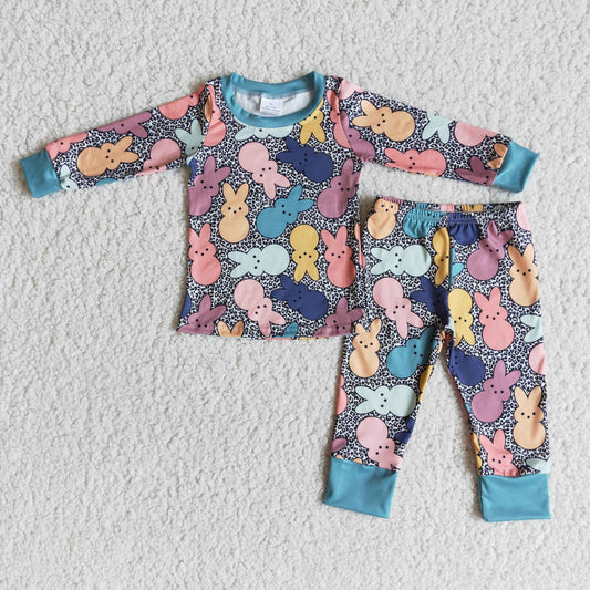 Easter bunny blue pajamas